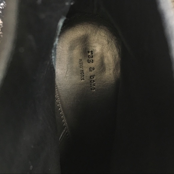 rag & bone Gray Leather Black Suede Heeled Booties - Picture 11 of 13